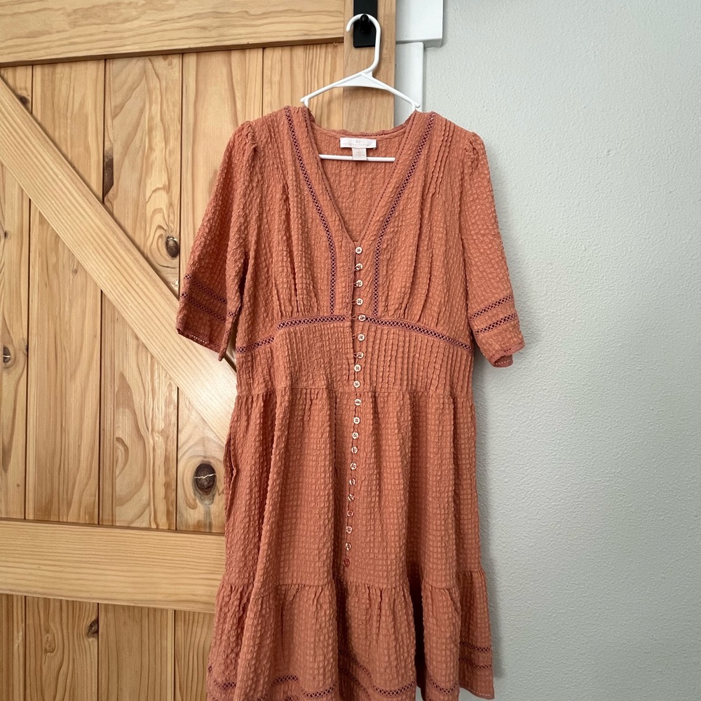 Rust Orange Button-Down Dress